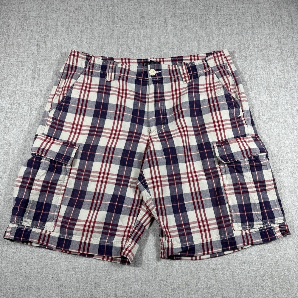 Vintage Polo Jeans Co Ralph Lauren Mens 36 Plaid Cargo Shorts Cotton Y2K Red